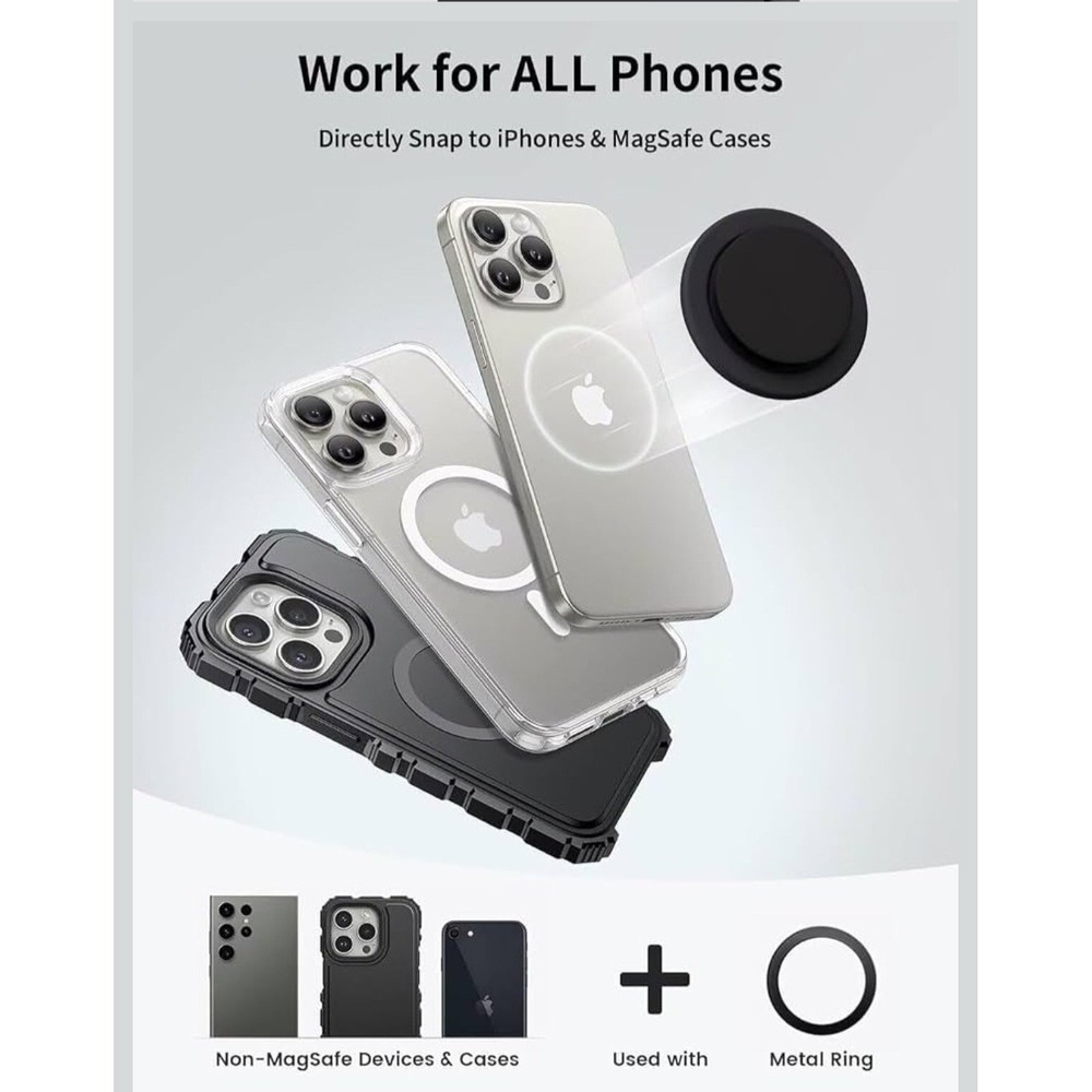 Transparent Magnetic Phone Grip Compatible with Magsafe,Collapsible Mobile... - Picture 4 of 9